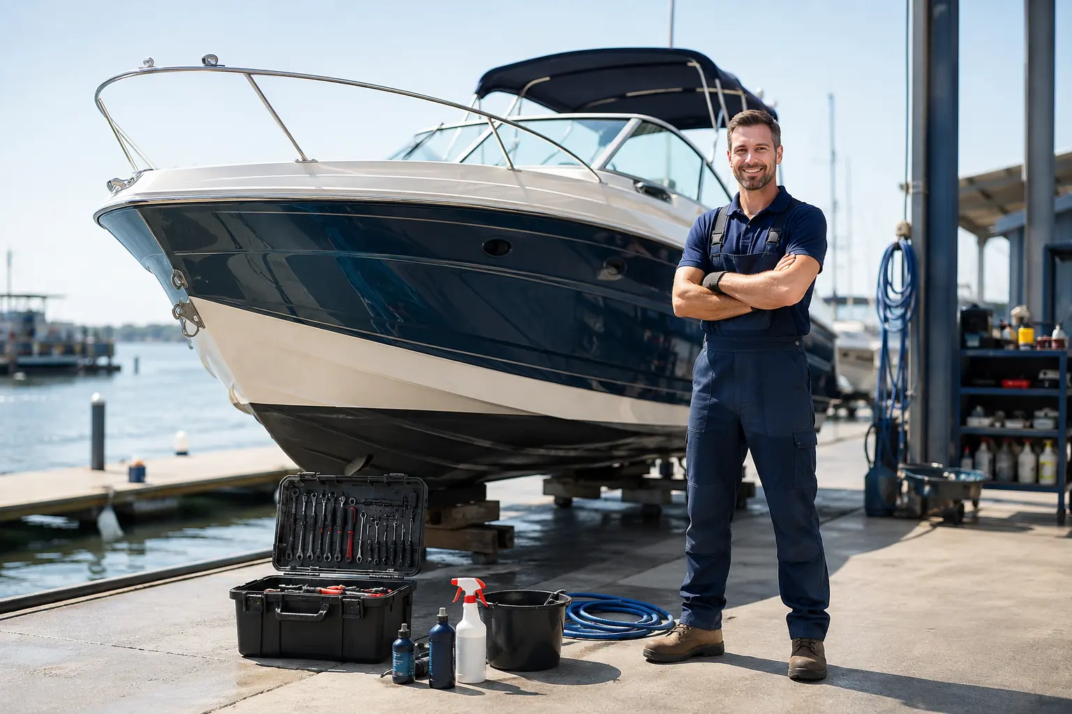 Marine technician at dockyard